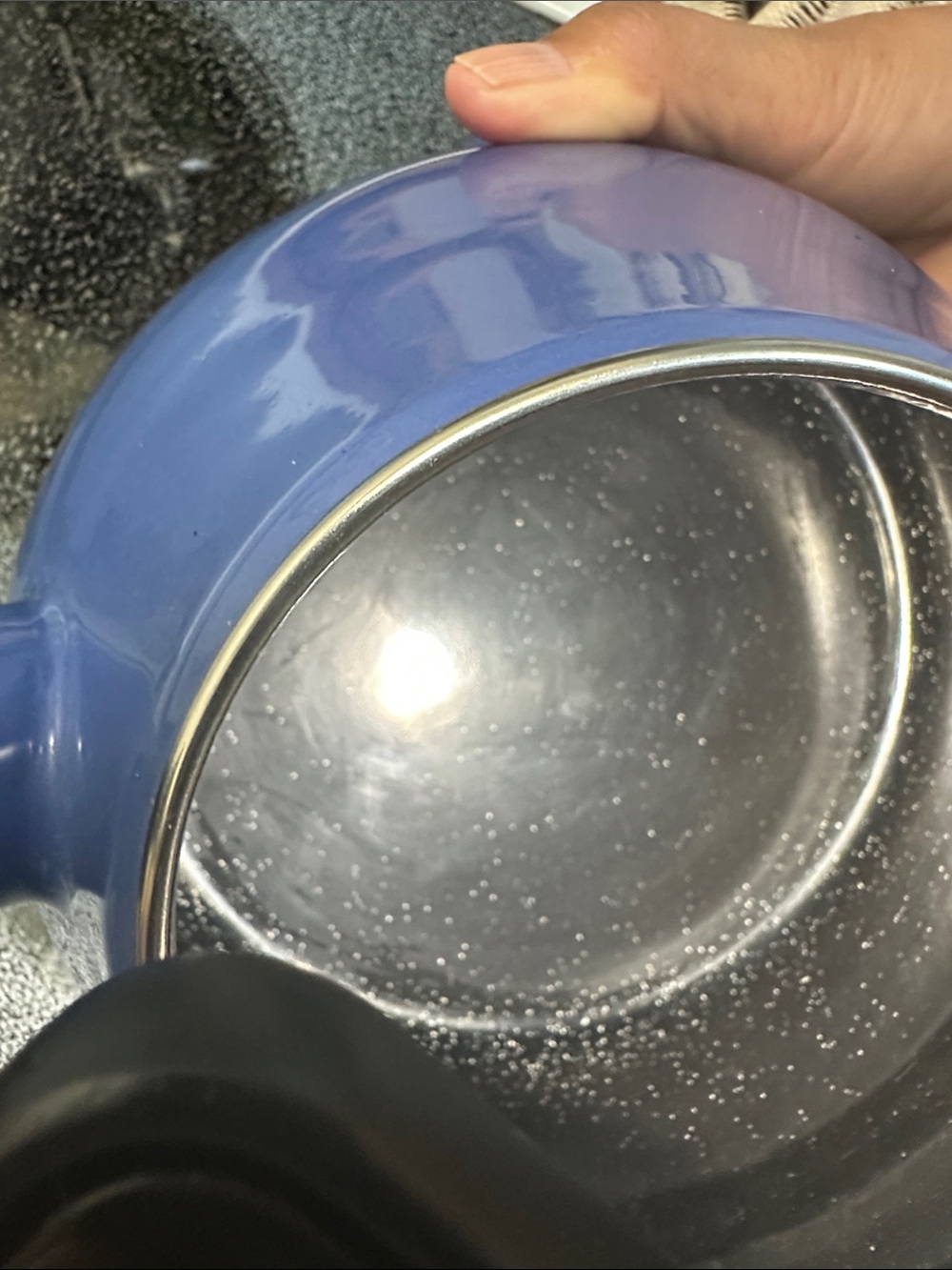 Le Creuset Cobalt Blue Stovetop Whistling Kettle with Black Handle - Picture 7 of 7